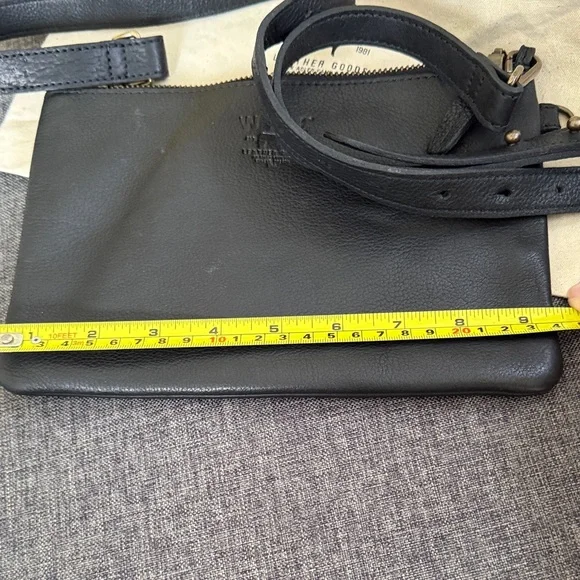 Will Leather Goods Black Leather Pouch crossbody belt bag NEW - Picture 8 of 9